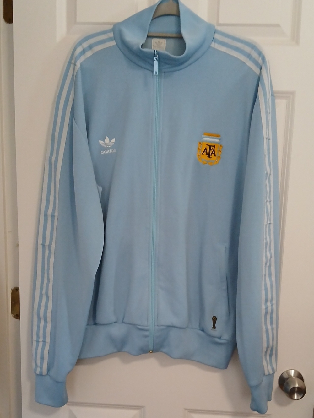Adidas Vtg 2006 Sky Blue AFA Crest Track Jacket with White Stripes Argentina 2XL